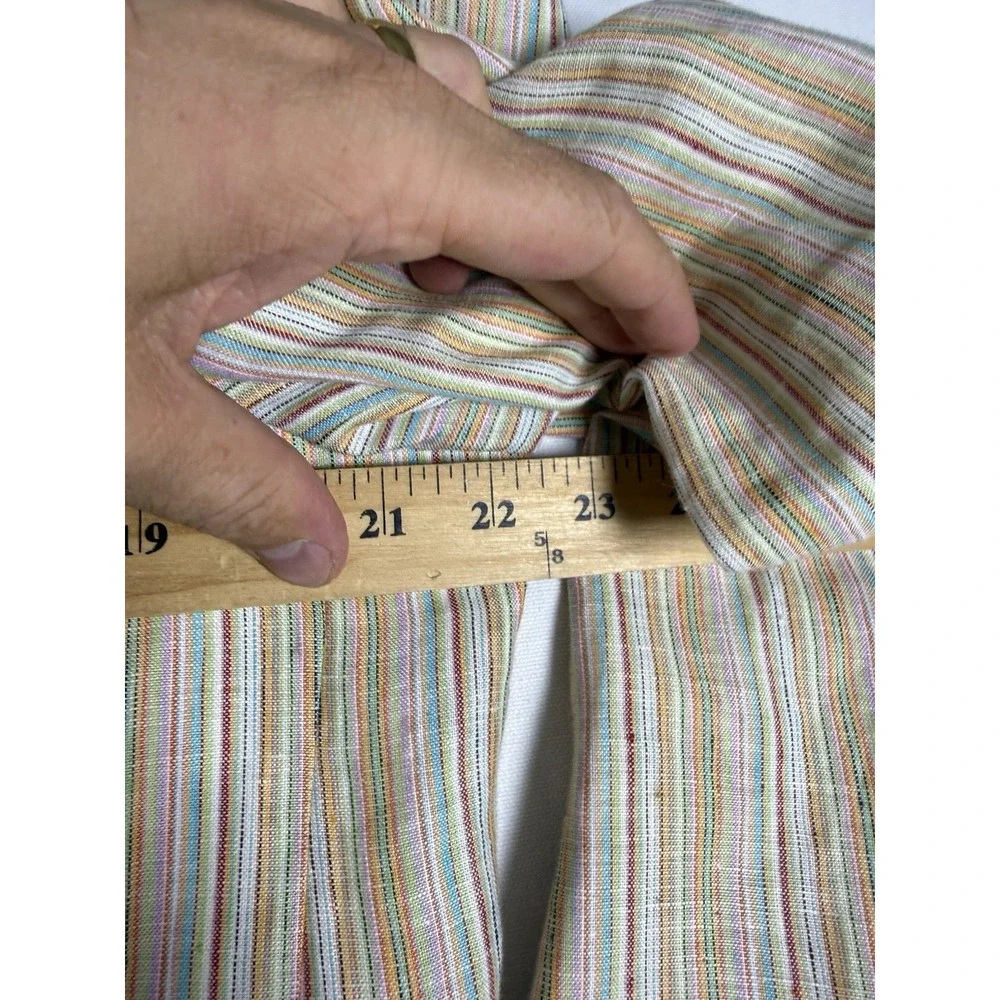 Haspel Sports Coat Men's 40R 100% Linen 3-Button Blazer Multicolor Stripe